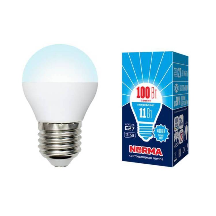 Лампа светодиодная Volpe Norma LED-G45-11W/NW/E27/FR/NR
