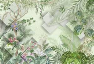 3D Фотообои Artegrafico «Геометрия в тропиках» TR-020 песок