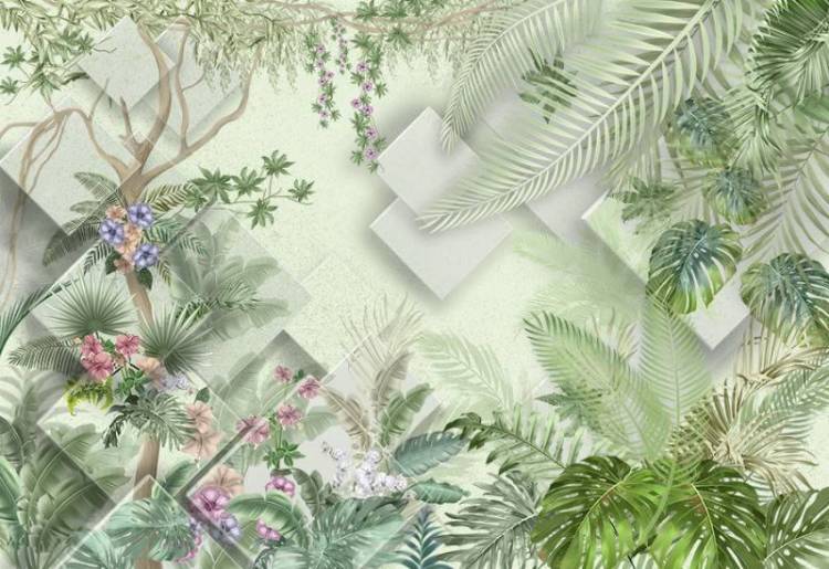 3D Фотообои Artegrafico «Геометрия в тропиках» TR-020 песок