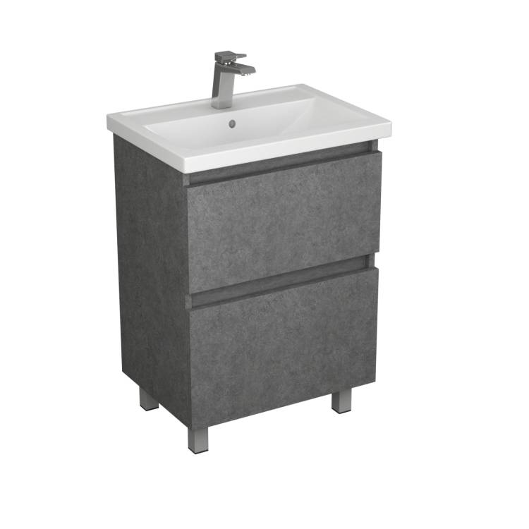 Тумба с раковиной Uncoria Моро 60 56073 с двумя ящиками, темный камень