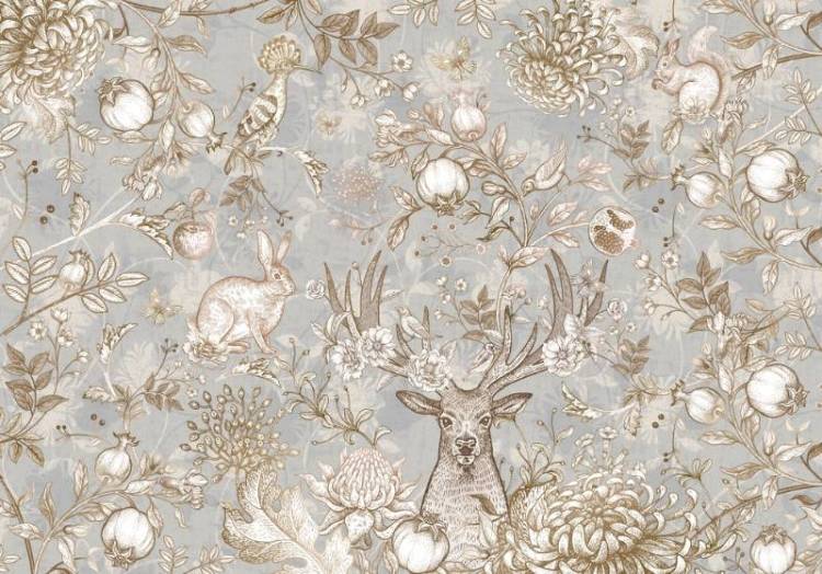 3D Фотообои Artegrafico «Винтажная композиция с животными» FN-011 песок