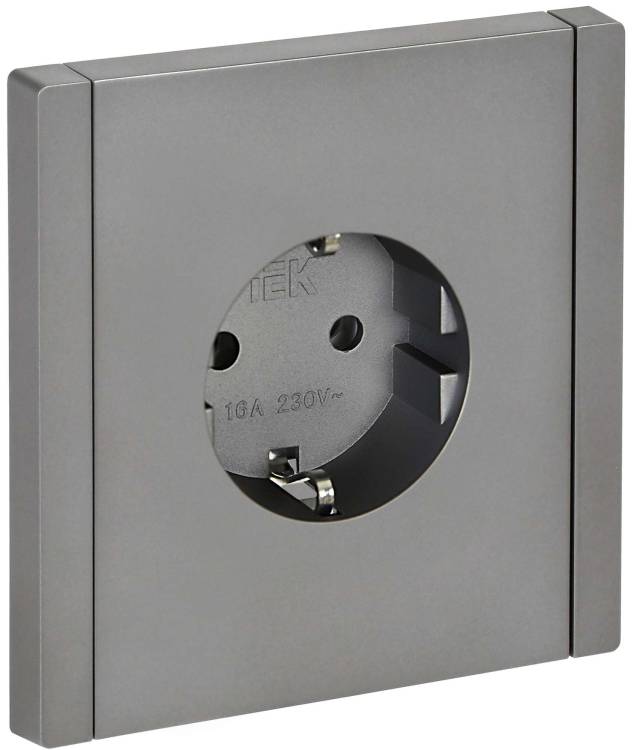 Розетка 1-местная с заземлением IEK Forte&Piano FP-R11-16-K46 сталь