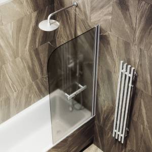 Шторка на ванну MaybahGlass MGV-778-5 60x140, поворотная, стекло бронза матовая 6 мм, профиль хром матовый, с полотенцедержателем