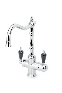 Смеситель для кухни Boheme Tradizionale Chromo 113-BSW с подключением фильтра питьевой воды, с черным кристаллом SW