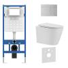 Унитаз с инсталляцией Iberica Blanca Burgos Alto IB001.BRA.234.1501 безободковый, с крышкой-сиденьем микролифт, с кнопкой матовый хром