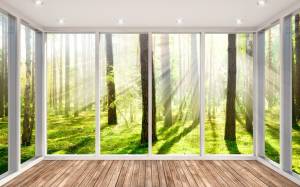 3D Фотообои Artegrafico «Терраса в солнечном лесу» RASH-022 песок