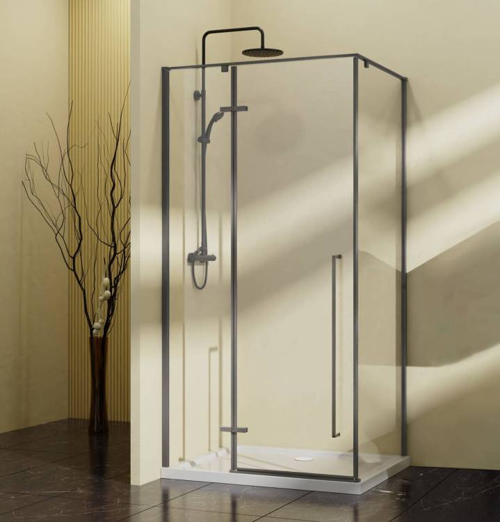 Душевой уголок Vincea Slim-N VSR-5SN9090CLGM профиль вороненая сталь, стекло прозрачное, 90x90x195