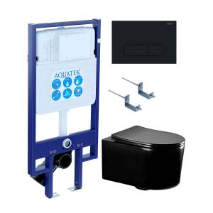 Комплект Aquatek Мия SET AQUATEK Мия-MB-017 4в1 безободковый, с микролифтом, черный матовый