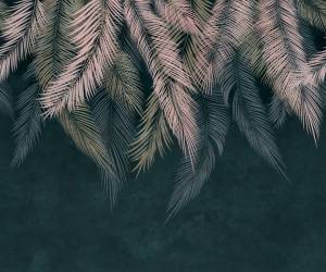 3D Фотообои Artegrafico «Тропические листья на изумруде» FLV-008 песок