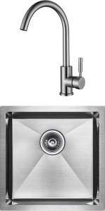 Комплект Paulmark Gerberg PM214444-BS брашированная нерж. сталь + Смеситель Paulmark Holstein Ho212063-NI для кухонной мойки, никель