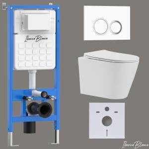 Комплект Iberica Blanca Burgos Alto IB001.BRA.231.821 унитаз безободковый, белый, сиденье микролифт, клавиша смыва белый глянцевый