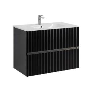 Тумба под раковину Art&Max Elegant AM-ELEGANT-800-2C-SO-NM-LED с LED подсветкой ручек, Черный матовый, 80x43.8x57