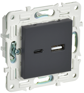 Розетка USB type A+C IEK Skandy SK-U22-D31-K53 графит