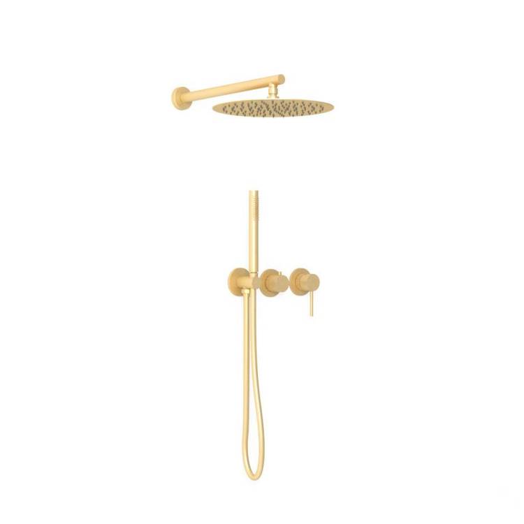 Душевой комплект Vincea Groove VSFW-4G01BG4 золотой брашированный, встраиваемый, с тропическим душем, 30 см