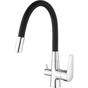Смеситель для кухни ESKO Coral CL 03 B с гибким изливом, черный, хром