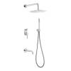 Душевой комплект Boheme Uno 464-2-WCR смеситель + верхний + ручной душ, белый, хром, с изливом