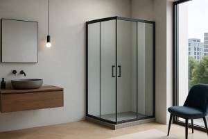 Душевой уголок Royal Bath HPD RB120HPD-T-BL профиль черный, стекло прозрачное, 120x120x200