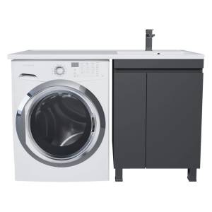 Тумба под раковину Uperwood Magenta 5930205158 под стиральную машину, напольная, с дверцами, черная, 60 см Тумба под раковину Uperwood Magenta 5930205158 под стиральную машину, напольная, с дверцами, черная, 60 см