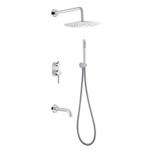 Душевой комплект Boheme Uno 464-2-WCR смеситель + верхний + ручной душ, белый, хром, с изливом