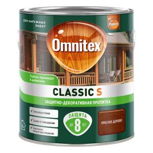 Пропитка декоративная для защиты древесины Omnitex Classic S красное дерево 2.5 л