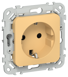 Розетка 1-местная с заземлением и шторками IEK Flite FI-R14-16-K90 золотарник