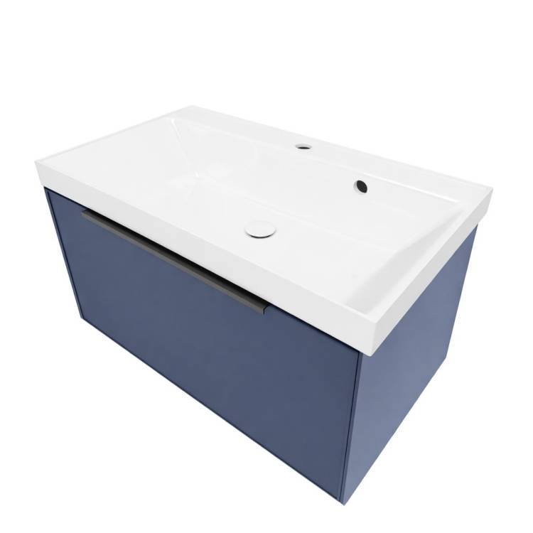 Тумба с раковиной La Fenice Simpla Blu Grigio NFNC-01-SIM-BG-80-3-80 синяя матовая, 80 см
