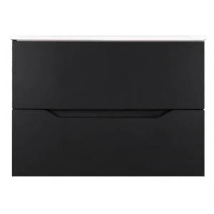 Тумба с раковиной Orange Line Li-80Tub+Ra подвесная, черный матовый