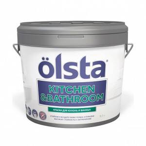 Краска интерьерная для кухонь и ванных Olsta Kitchen&Bathroom база A белая 0.9л