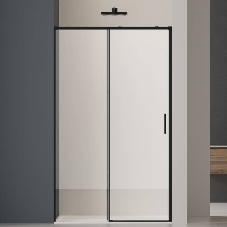 Душевая дверь в нишу Vincea Soft 2 VDS-3SO2110CLB профиль черный, стекло прозрачное, 110x200