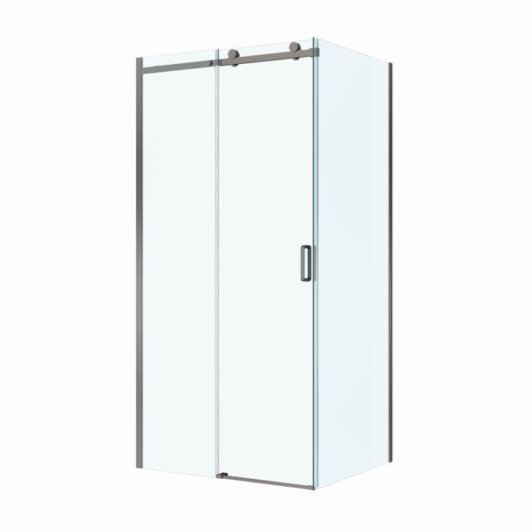 Душевой уголок BelBagno SOFT_CLOSE-2-AH-1-110/80-C-GM профиль оружейная сталь, стекло прозрачное, 110x80x200