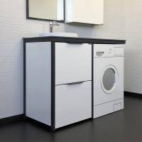 Тумба с раковиной Comforty Лозанна-120 00-00014813CF под стиральную машину с графитовой столешницей с раковиной Art Inside