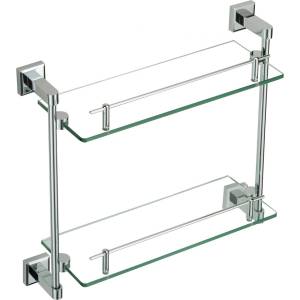 Полка прямая двойная (стеклянная) 40 см Savol 95 S-09522 хром