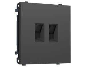 Комплект механизма компьютерной двойной розетки Ambrella Volt Sigma MS912110 графит мягкое касание