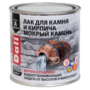 Лак для камня и кирпича мокрый камень органорастворимый Dali акриловый полуглянцевый 0.75 л