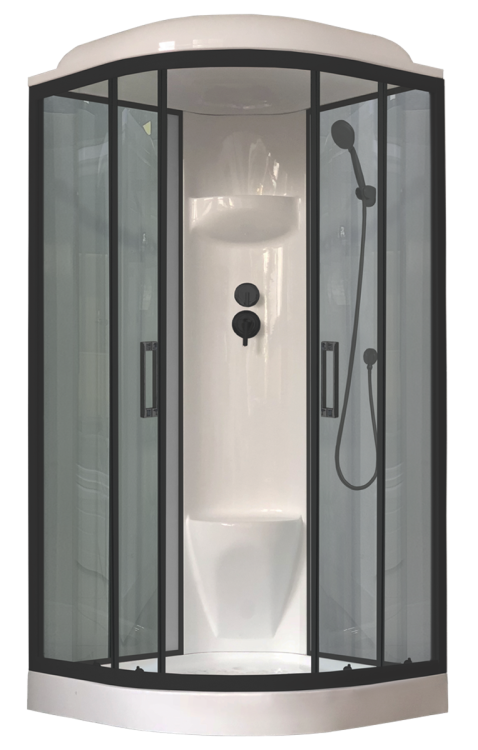 Душевая кабина Royal Bath RB 90HK6-GT-BL профиль черный, стекло прозрачное, 90x90x217