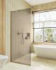Душевая перегородка MaybahGlass MGD-697-3у 79x195, стекло бронза матовая 8 мм, профиль золото