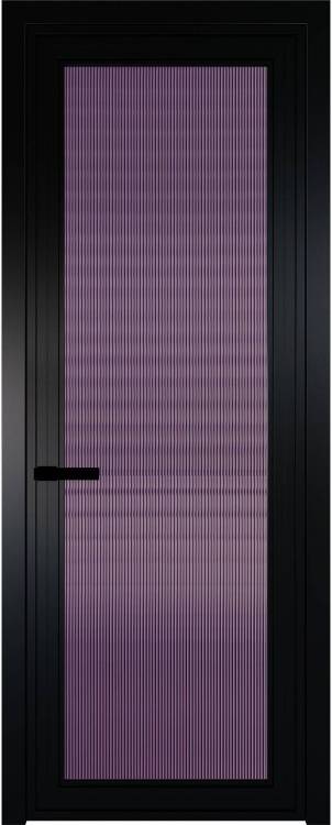 Межкомнатная дверь Profil Doors 1 AGP цвет профиля Черный, стекло безопасное 6 мм мору фиолетовое 700x2000