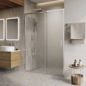 Душевая дверь в нишу Belbagno LUCE-BF-1-140-C-Cr профиль хром, стекло прозрачное, 140x195