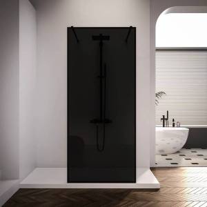 Душевая перегородка Veconi Korato KR90BB-110-11-C4 профиль черный, стекло черное, 110x200