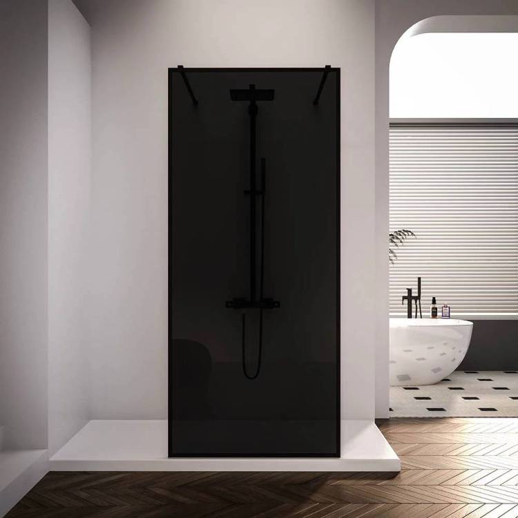 Душевая перегородка Veconi Korato KR90BB-110-11-C4 профиль черный, стекло черное, 110x200
