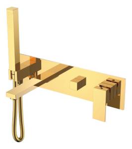 Смеситель для ванны Boheme Qubic 474-2-G встроенный Gold