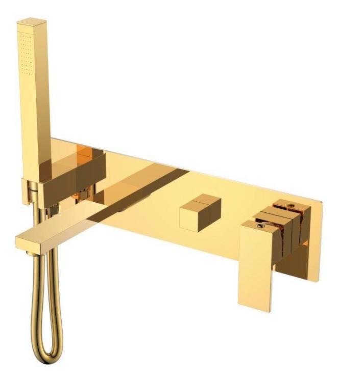 Смеситель для ванны Boheme Qubic 474-2-G встроенный Gold