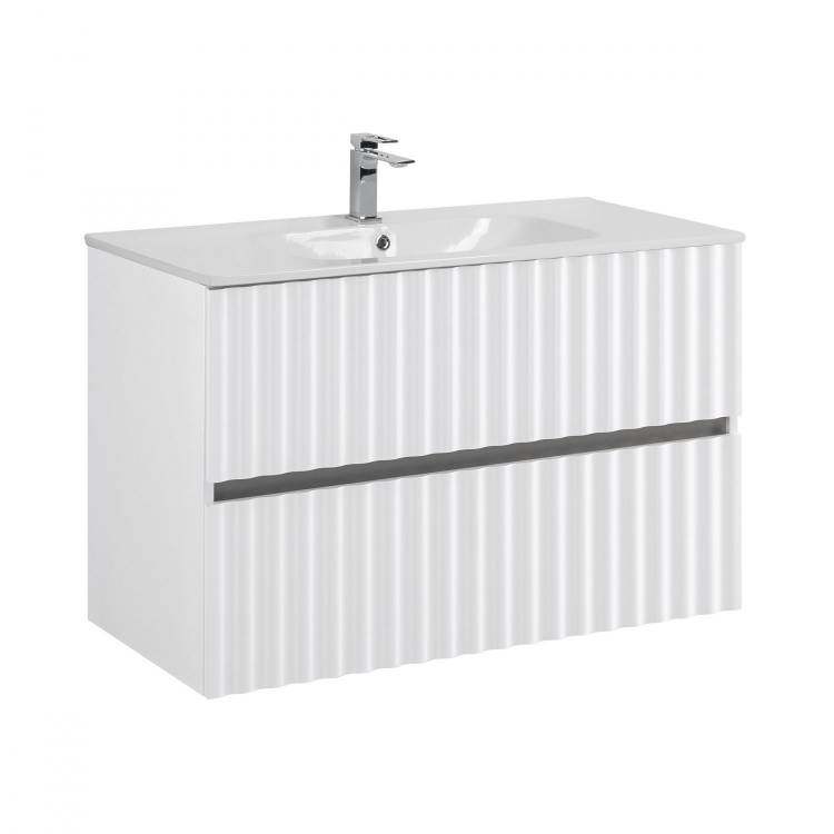 Тумба под раковину Art&Max Elegant AM-ELEGANT-1000-2C-SO-BM-LED с LED подсветкой ручек, Белый матовый, 100x43.8x57