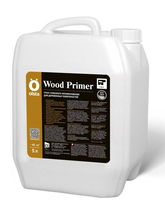 Грунт для деревянных поверхностей Olsta Wood Primer белый 5л