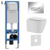 Комплект Iberica Blanca Burgos Alto IB.001M.BRA.231.213 унитаз безободковый, белый, сиденье микролифт, клавиша смыва хром глянцевый