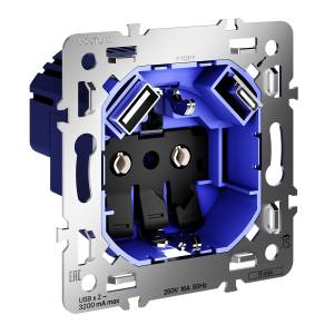 Механизм розетки 1-местной с заземлением, шторками и USB Type A+С Voltum S70 VLS0405M