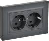 Розетка 2-местная с заземлением IEK Brite BR-R27-16-K53-F графит