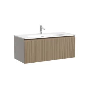 Тумба с раковиной Sancos Code подвесная, 100x46x42, с одним ящиком оснащенным доводчиками, Серо - бежевый