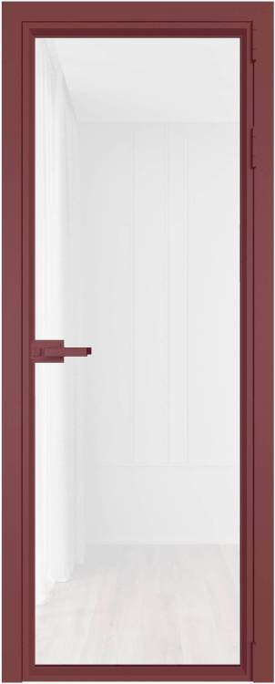 Межкомнатная дверь Profil Doors 1 AV цвет профиля Красный антрацит, стекло безопасное 6 мм белый триплекс 800x2000