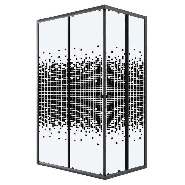 Душевой уголок Niagara Eco NG-1018-14QBLACK профиль черный матовый, стекло с узором, 100x80x190